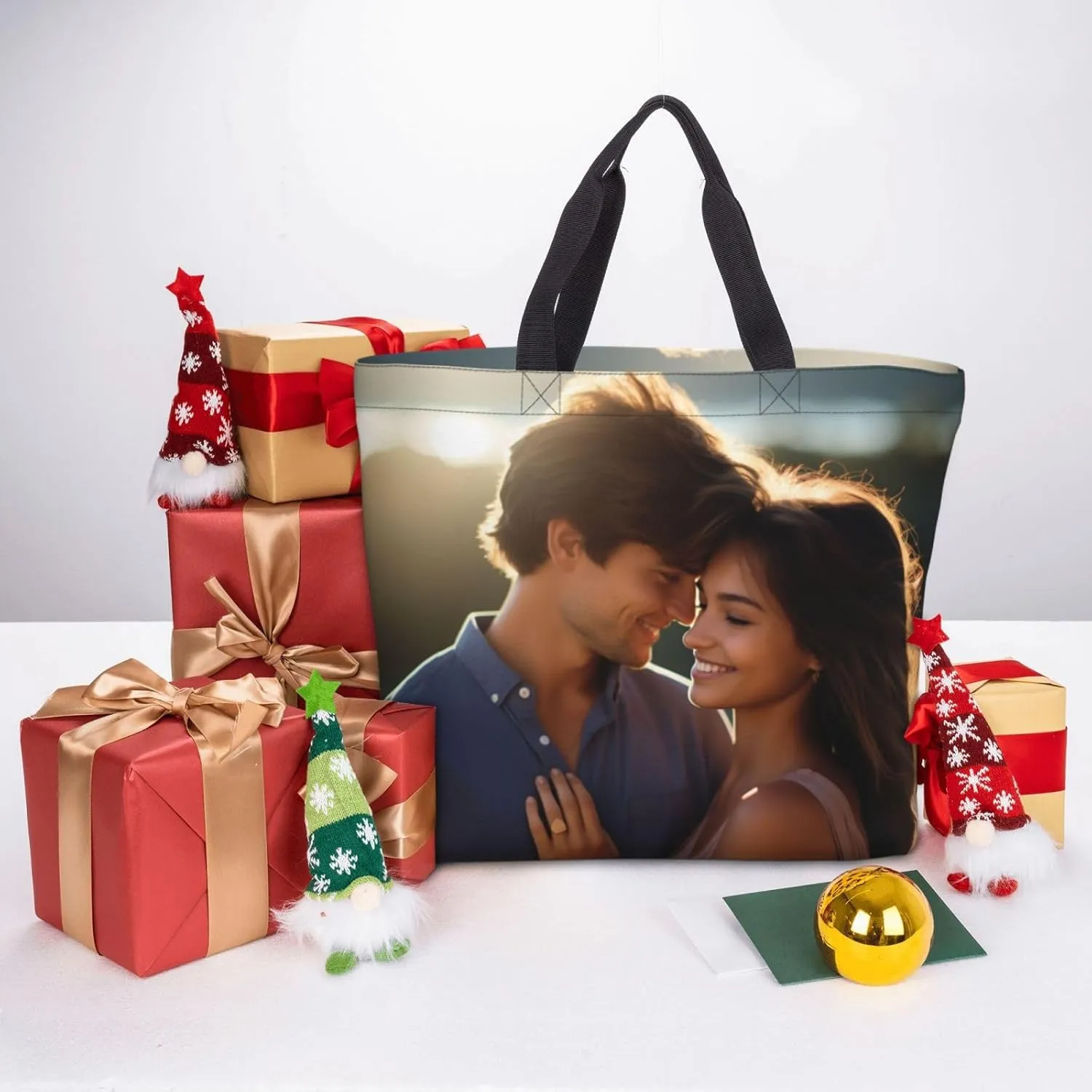 Black Sunflowers Tote Bag for Women, Reusable Grocery Shopping Tote Bags with Zipper, Casual Shoulder Bag Handbags