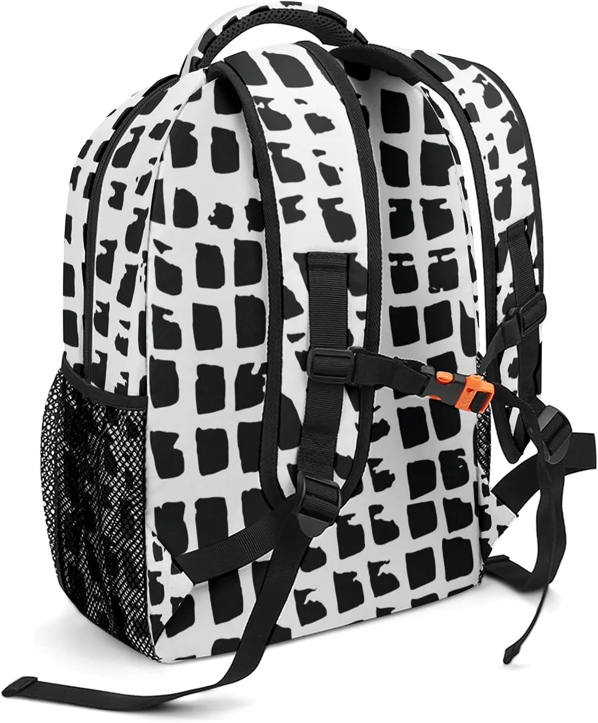 Black Watercolor Squares Lizard Skin Kids Backpack, Student School Bags for Boys & Girls, Bookbags with Adjustable Strapfor Travel