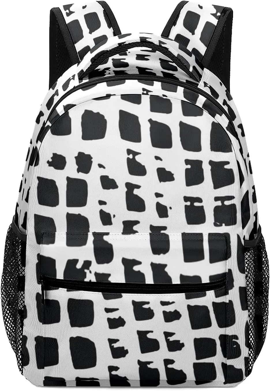 Black Watercolor Squares Lizard Skin Kids Backpack, Student School Bags for Boys & Girls, Bookbags with Adjustable Strapfor Travel