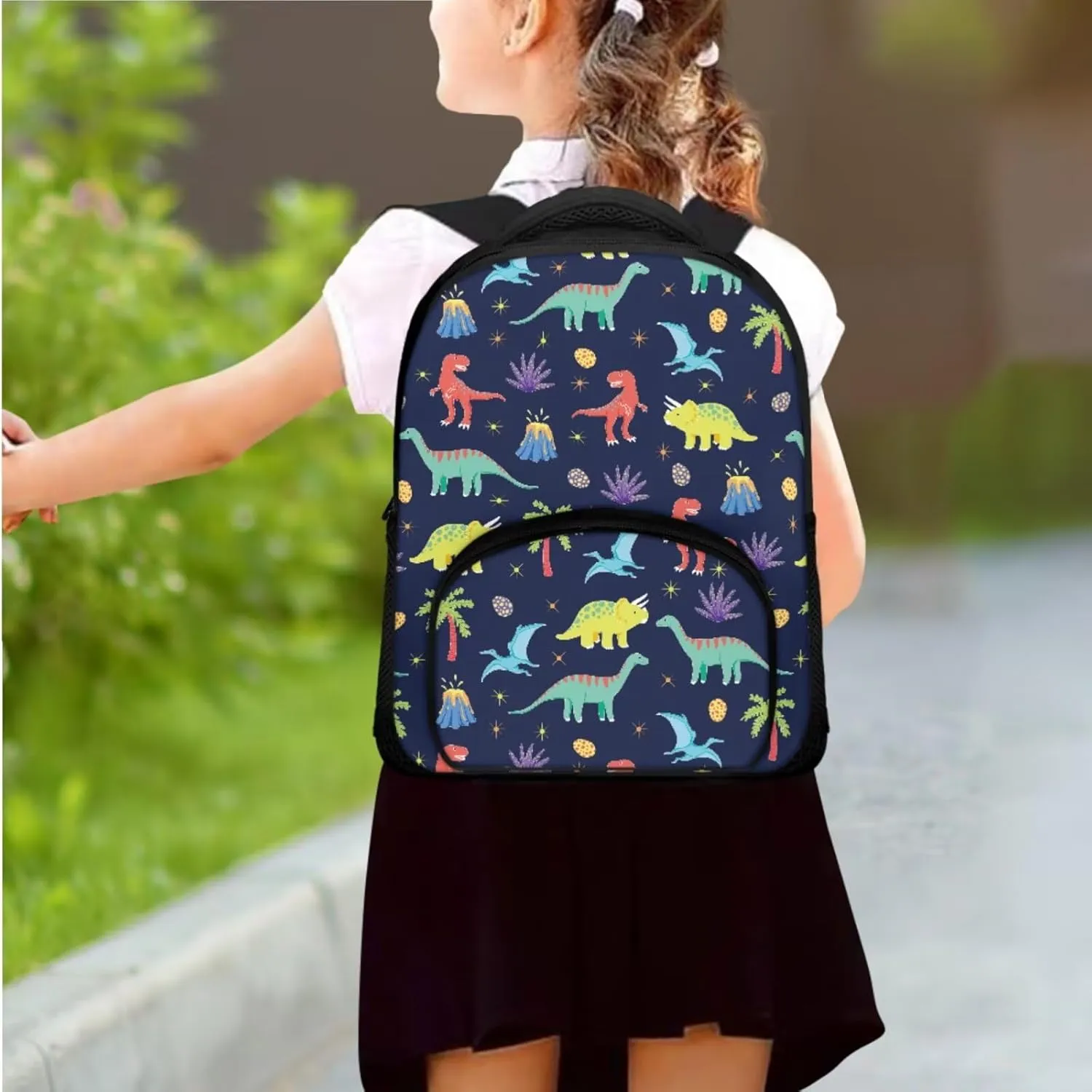 Blue Dinosaur Backpack for Boys 5-7 Lightweight Bookbag with Lunch Box and Cartoon Graphic Pencil Case Fashion School Bag for Kindergarten Students Outdoor Trips