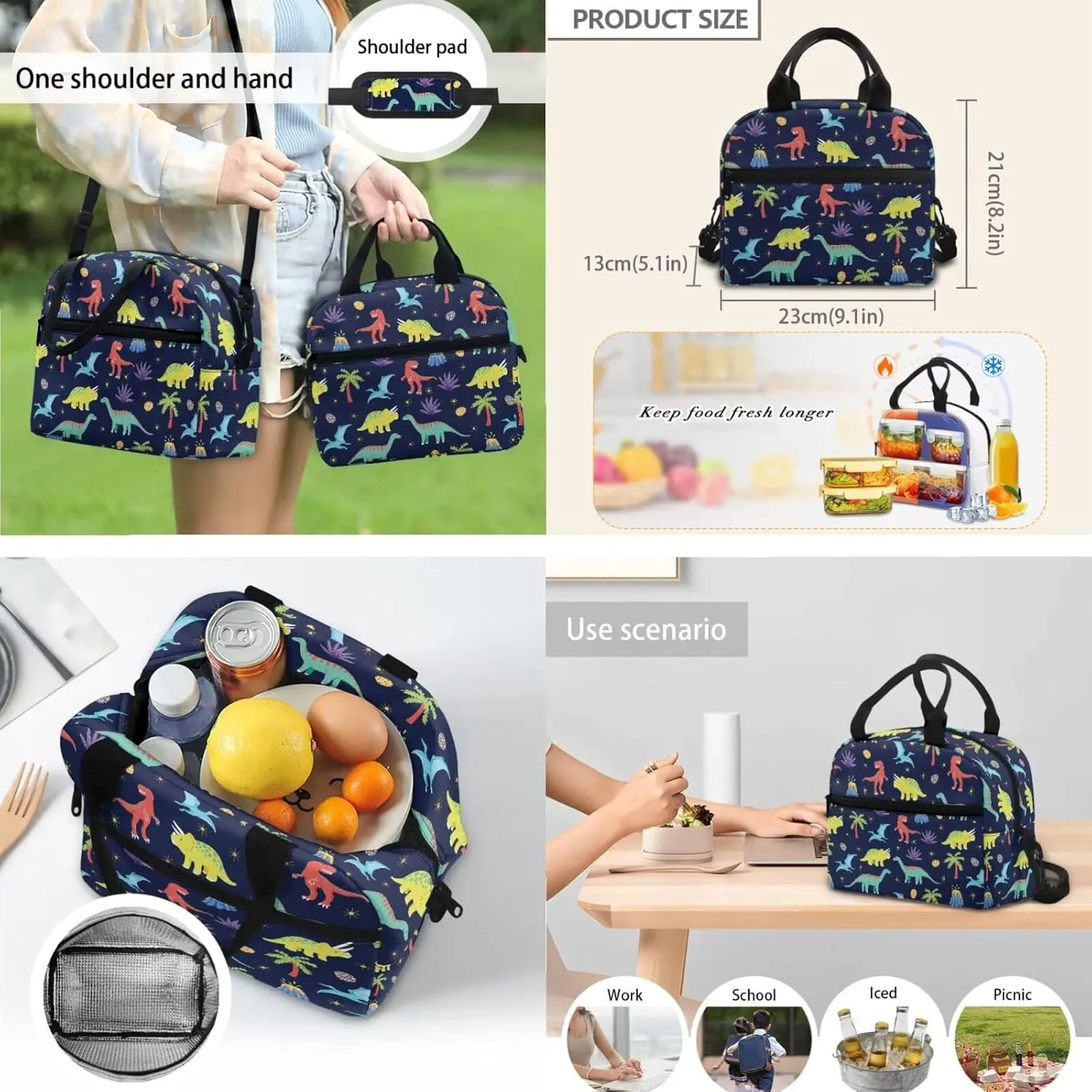 Blue Dinosaur Backpack for Boys 5-7 Lightweight Bookbag with Lunch Box and Cartoon Graphic Pencil Case Fashion School Bag for Kindergarten Students Outdoor Trips