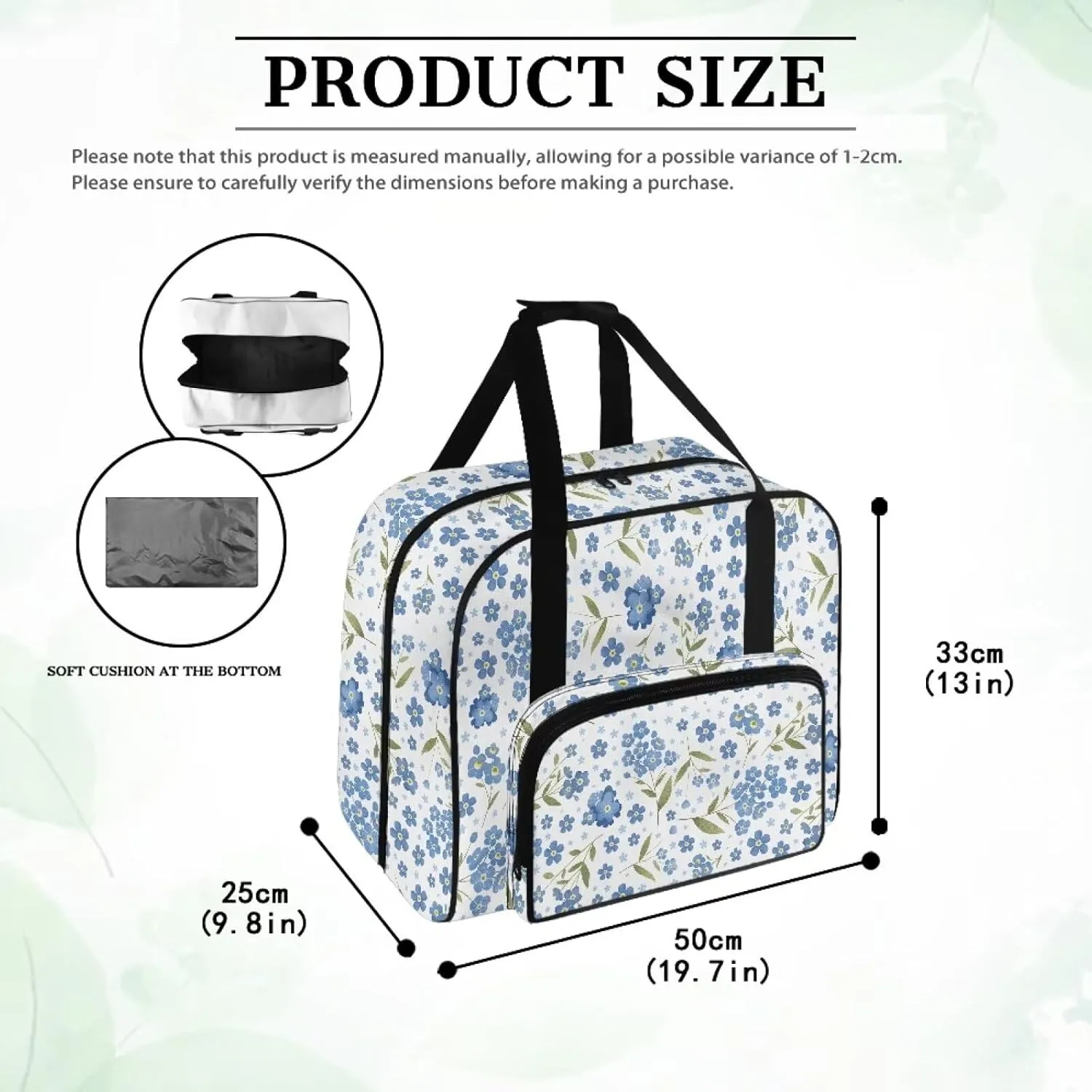 Blue Flower Sewing Machine Carrying Cases Sewing Machine Hard Case for Most Standard Sewing Machines Easy to Remove and Wash High Capacity Cover for Sewing Machine