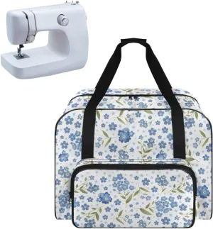 Blue Flower Sewing Machine Carrying Cases Sewing Machine Hard Case for Most Standard Sewing Machines Easy to Remove and Wash High Capacity Cover for Sewing Machine