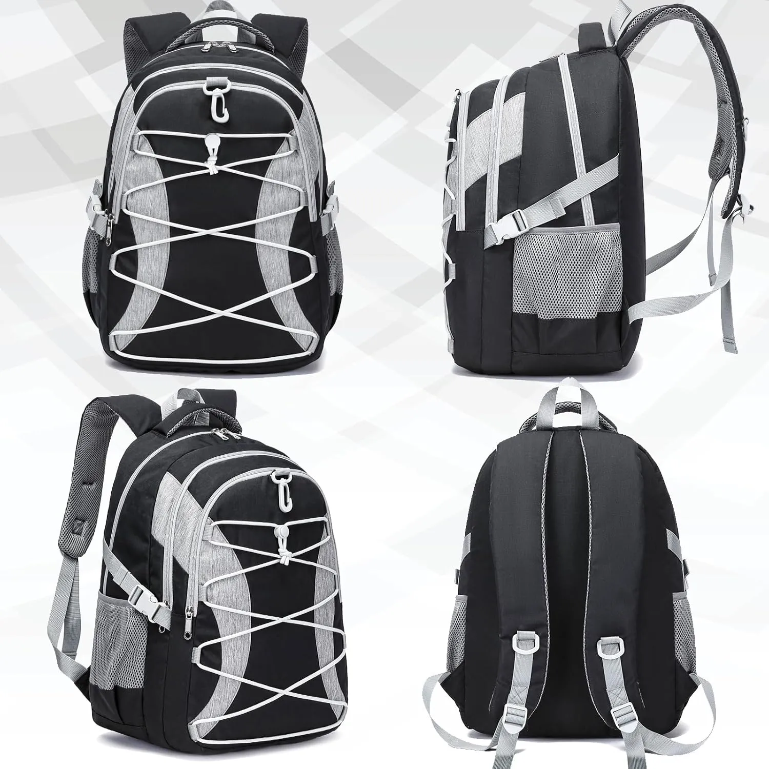 BLUEFAIRY Middle High School Backpack for Boys Girls Large Bookbag with Laptop Compartment Back to School Book Bags for Teens Teenagers Mochilas Escolares para Niños Niñas (Black/Gray, Solid)