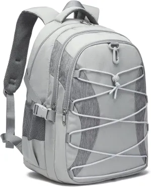 BLUEFAIRY Middle High School Backpack for Boys Girls Large Bookbag with Laptop Compartment Back to School Book Bags for Teens Teenagers Mochilas Escolares para Niños Niñas (Light Gray/Gray, Solid)