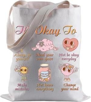 BLUPARK Mental Health Matters Tote Bag Therapy Gift It's Okay to Shopping Bag Love Yourself Gift