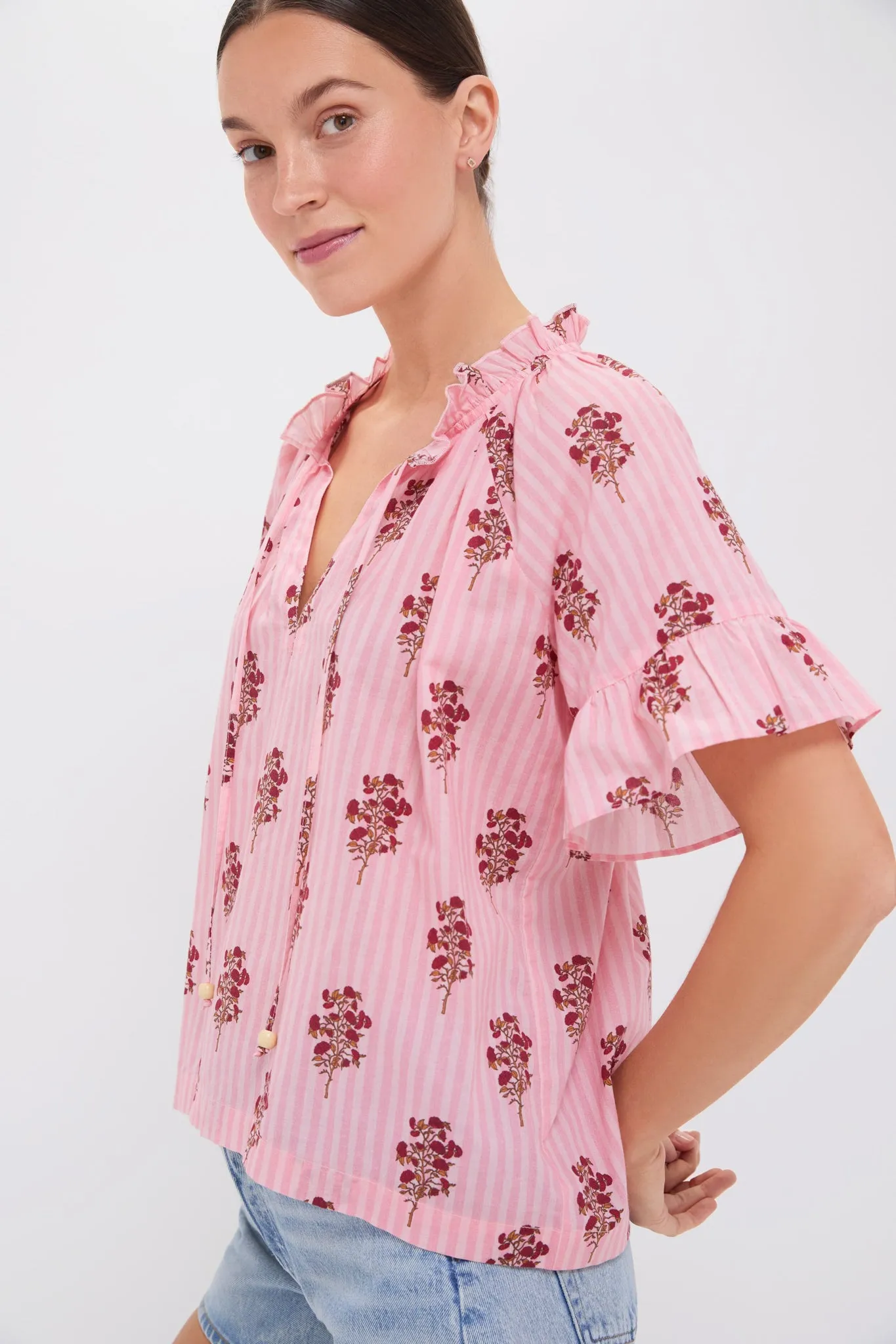Blush Striped Bouquet Cassis Top