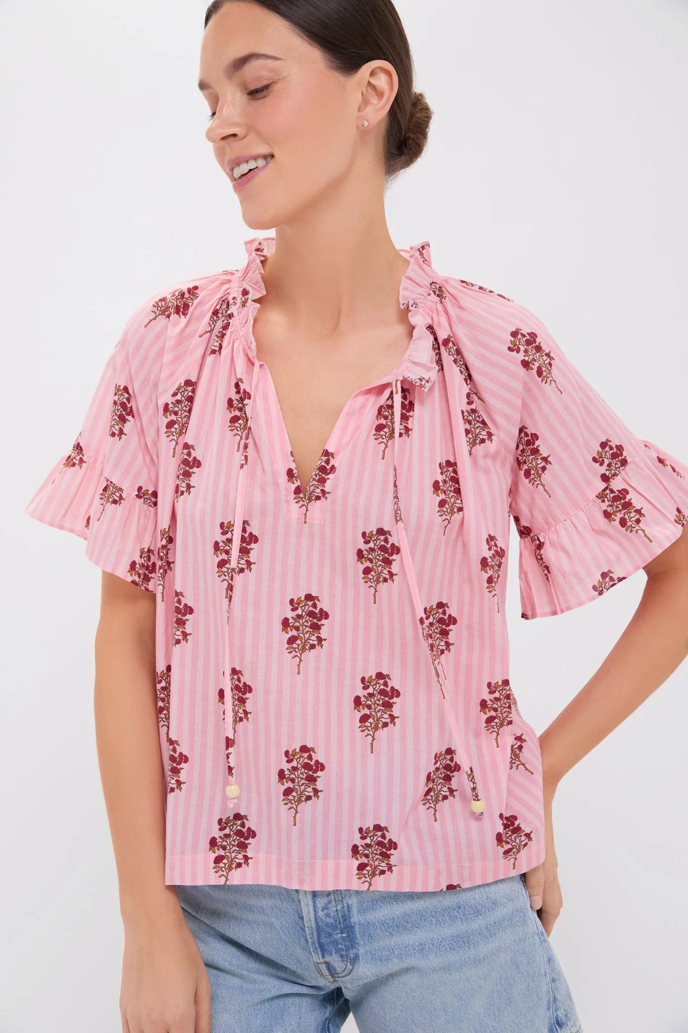 Blush Striped Bouquet Cassis Top