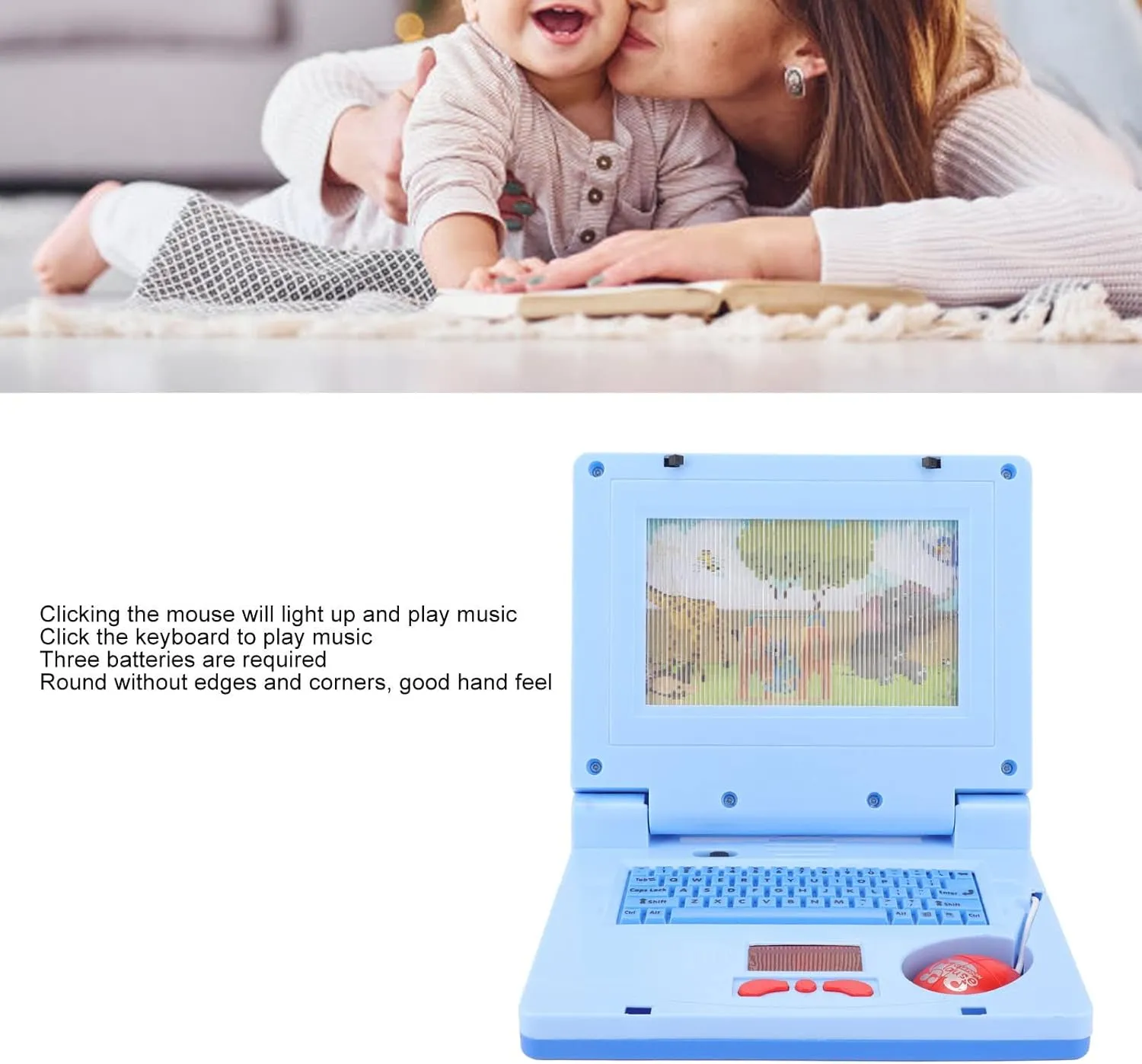 Bnineteenteam Kids Learning Education Toys, Kids Laptop Computer for Ages 3 - Blue Non Retractable