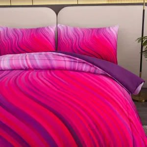 BODHI Girls Comforter Twin Size Red Pink Purple Bedding Set Pastel Pink Bed in A Bag Comforter Set Marble Abstract Art Bed Set Bright Girly Purple Comforter Bedding Set(Twin)