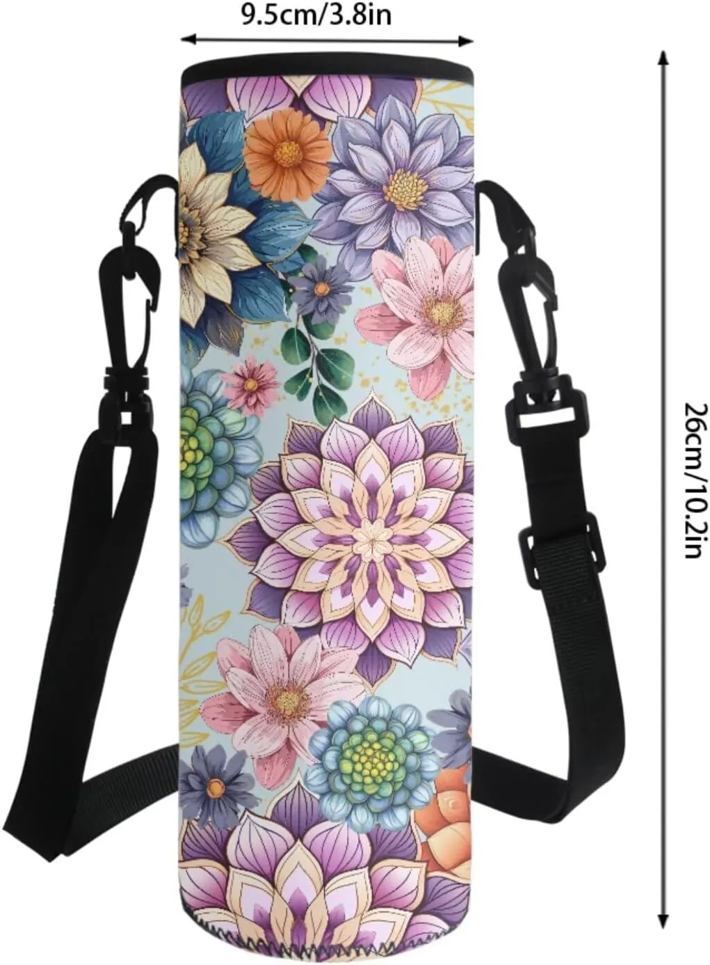 Boho Mandala Floral Pattern School Backpack 4Pcs Set 17" School Bag with Thermal Lunch Bag Pencil Case and Water Bottle Holder Back to School Gift for Kids