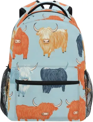 Bookbags Laptop Backpack for High School Bag Boys Girls Colorful Bison Cattle Travel College Teens Student Casual Shoulder Daypack