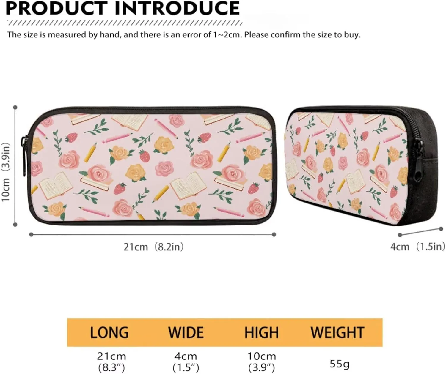 Books Pencils Rose Pink Pattern Large Backpack Thermal Lunch Bag Pen Case and Water Bottle Holder 4Pcs Kids Student School Bag Sets Back to School Supplies