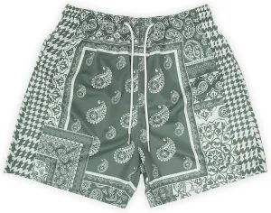 BOOMLEMON Men's Retro Paisley Shorts Mesh Print Casual Beach Shorts Athletic Gym Workout Running Short Pants