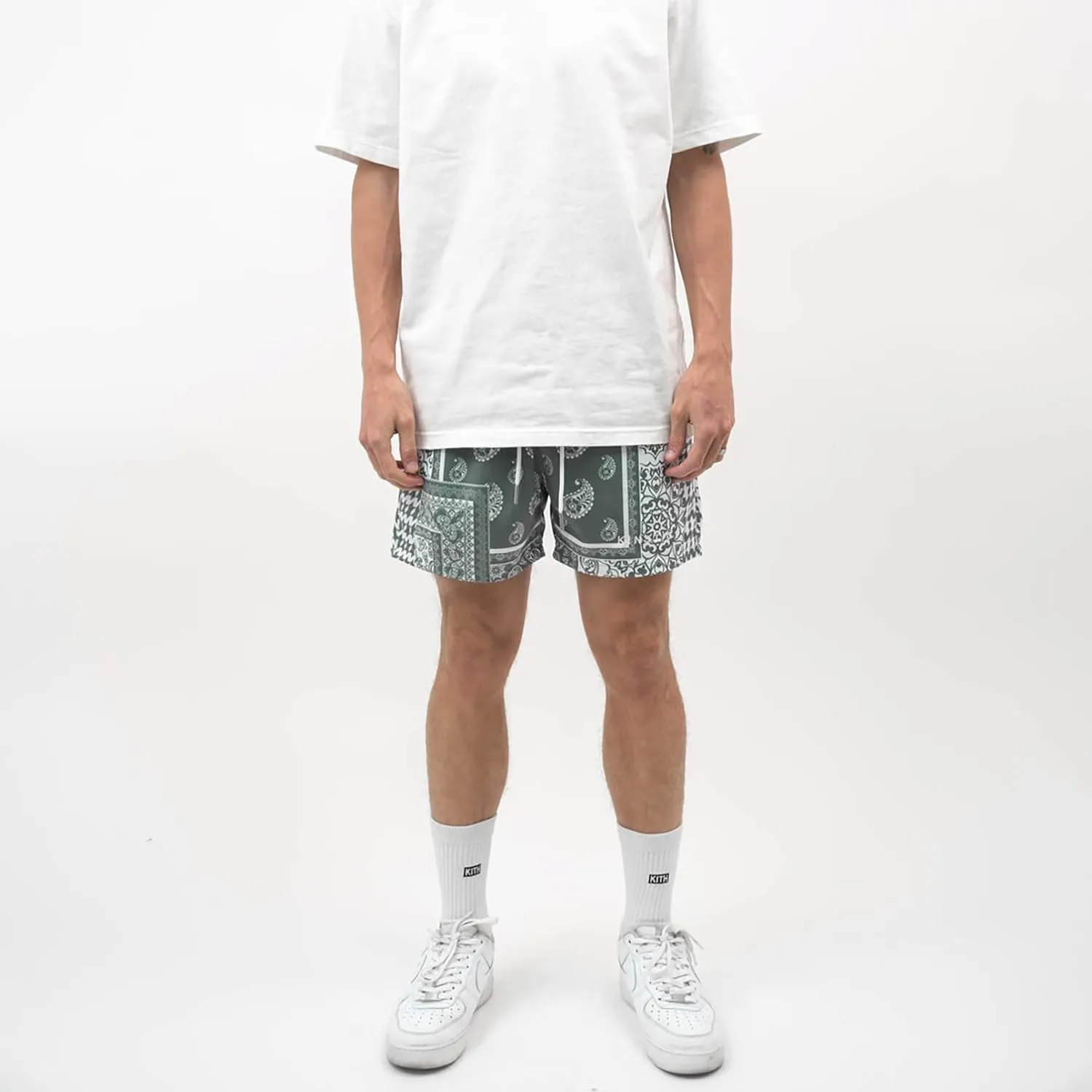 BOOMLEMON Men's Retro Paisley Shorts Mesh Print Casual Beach Shorts Athletic Gym Workout Running Short Pants