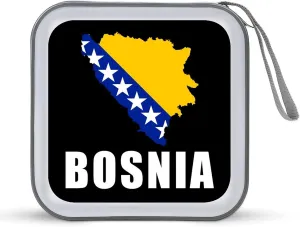 Bosnia and Herzegovina Map Flag Portable CD Case 40 Capacity DVD Storage Box Disc Collection Organizer Bag for Car Home Travel