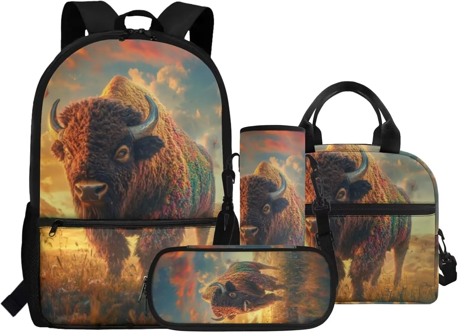 Boys Backpack and Lunch Box Set Cool Bull Backpack for School Kids Set of 4 School Bags for Boys 4-6 Preschool Elementary Sports Travel Book Bag