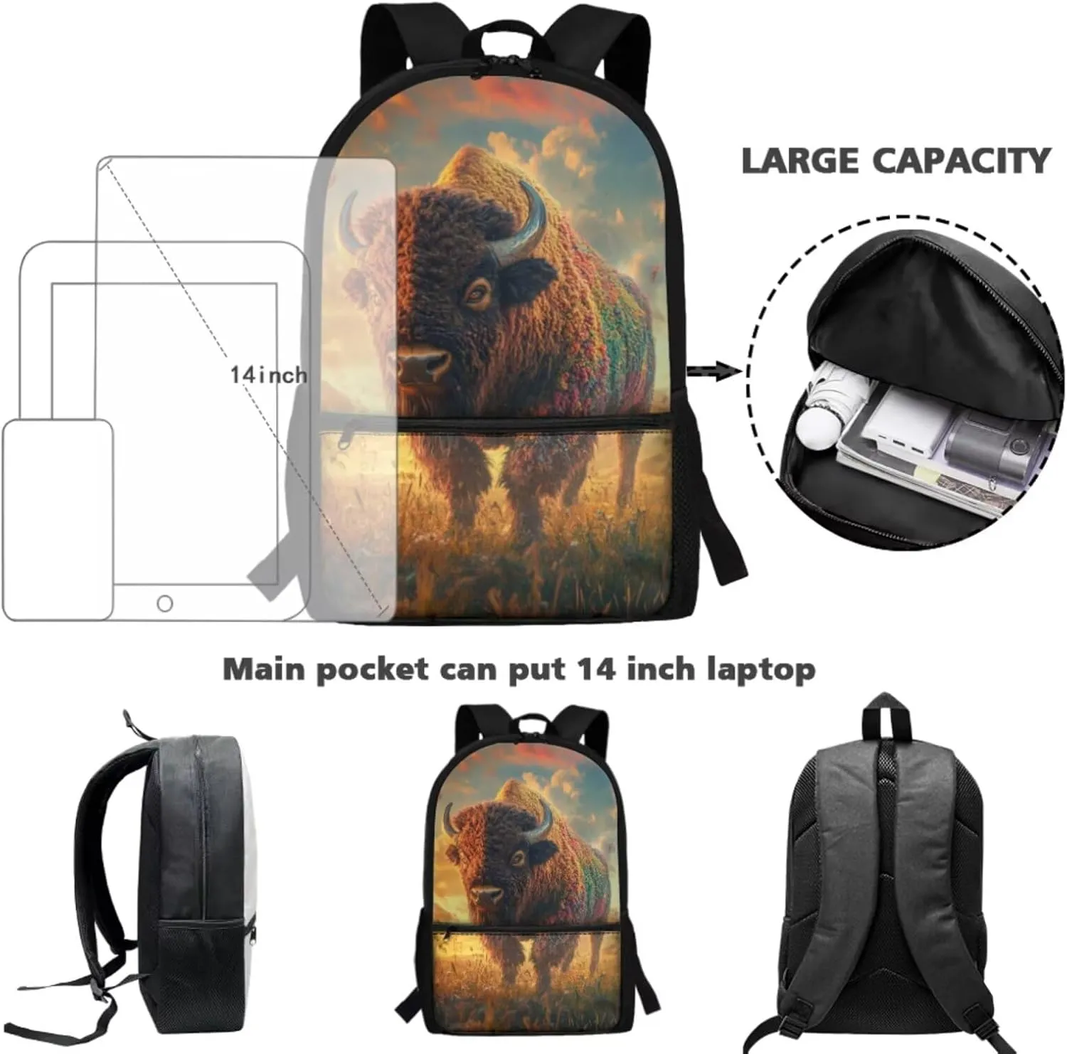 Boys Backpack and Lunch Box Set Cool Bull Backpack for School Kids Set of 4 School Bags for Boys 4-6 Preschool Elementary Sports Travel Book Bag
