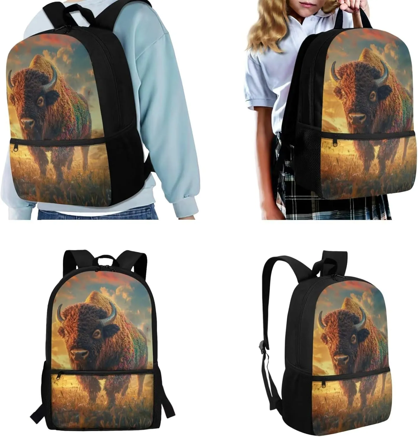 Boys Backpack and Lunch Box Set Cool Bull Backpack for School Kids Set of 4 School Bags for Boys 4-6 Preschool Elementary Sports Travel Book Bag