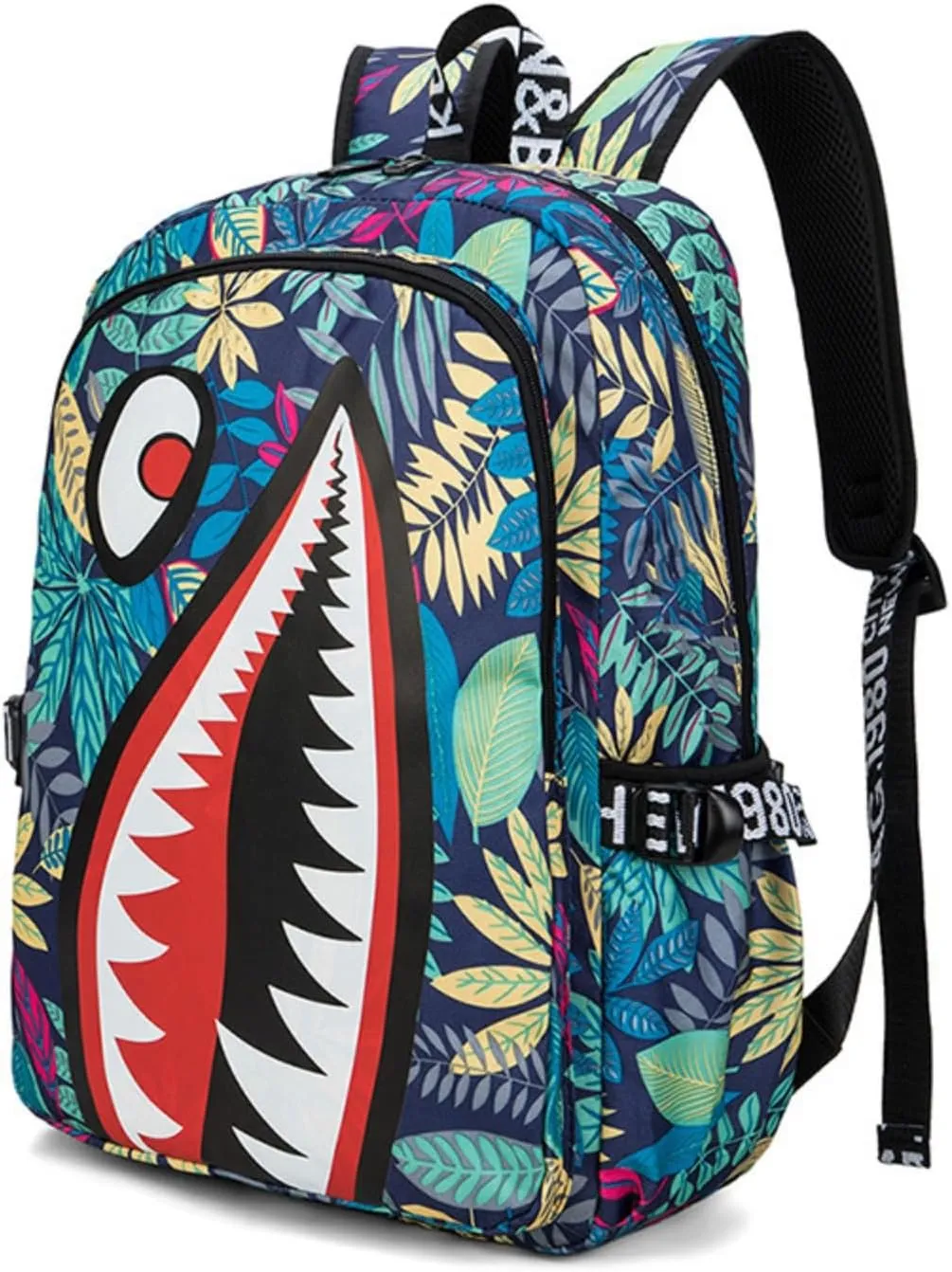 Boys Girls Teenager Laptop Backpack Casual Waterproof Laptop Backpack with USB (Blue Foliage,One size)