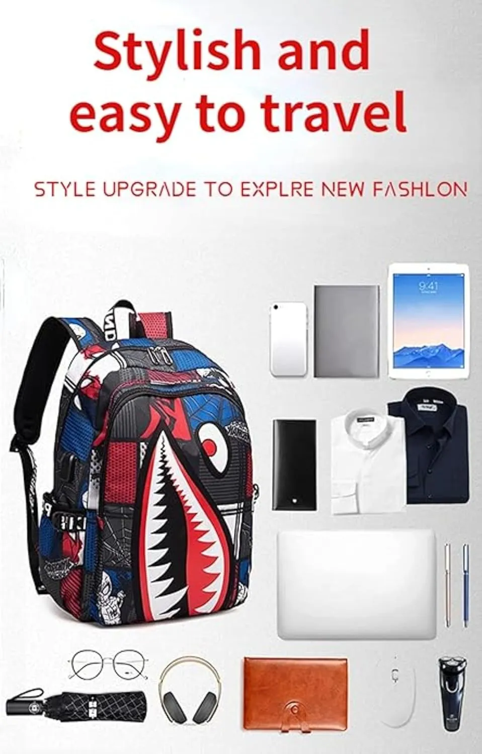 Boys Girls Teenager Laptop Backpack Casual Waterproof Laptop Backpack with USB (Blue Foliage,One size)