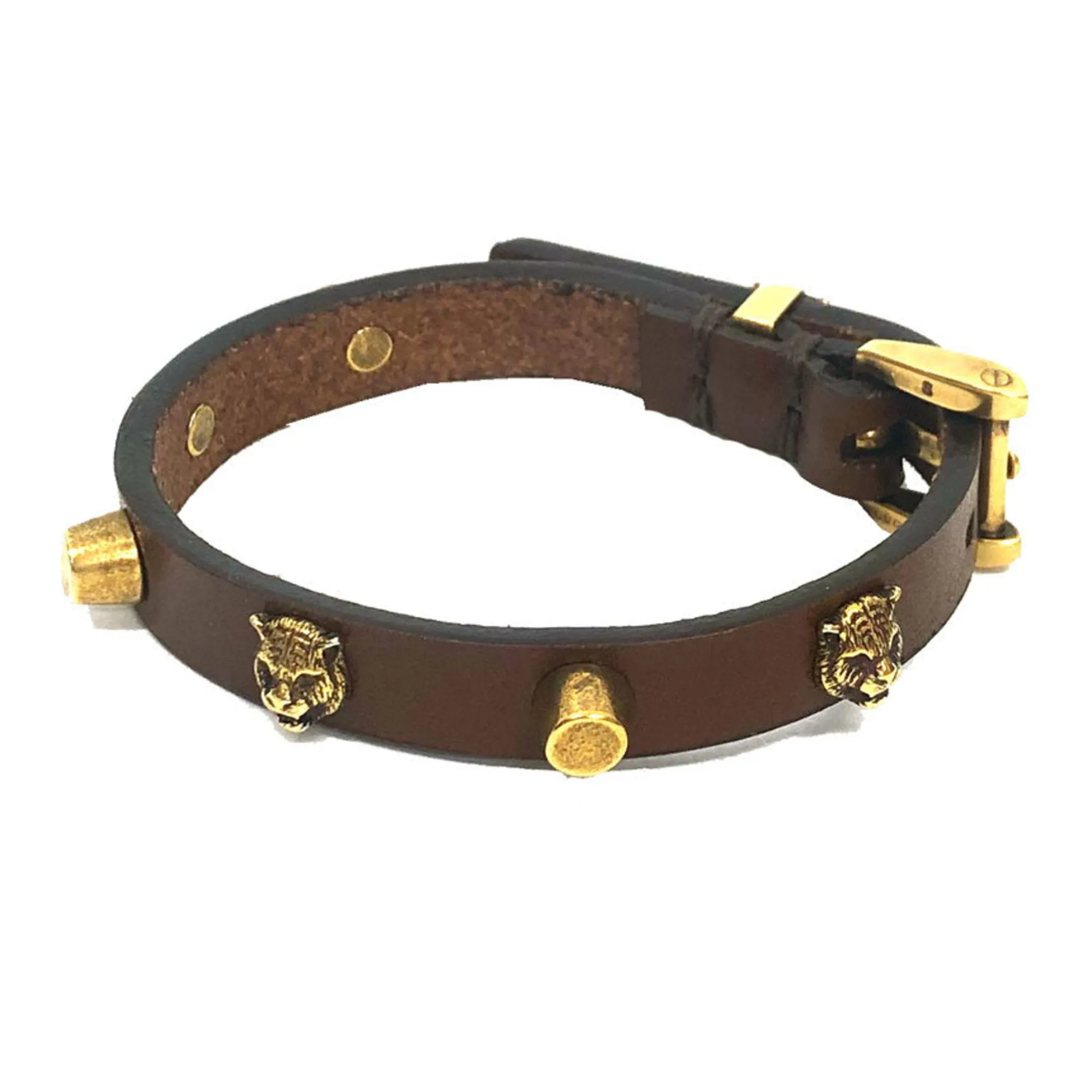Bracelet Gold Unisex Gucci 501543 Brown Head Cat Big-value deals Cross-border shipping Leather