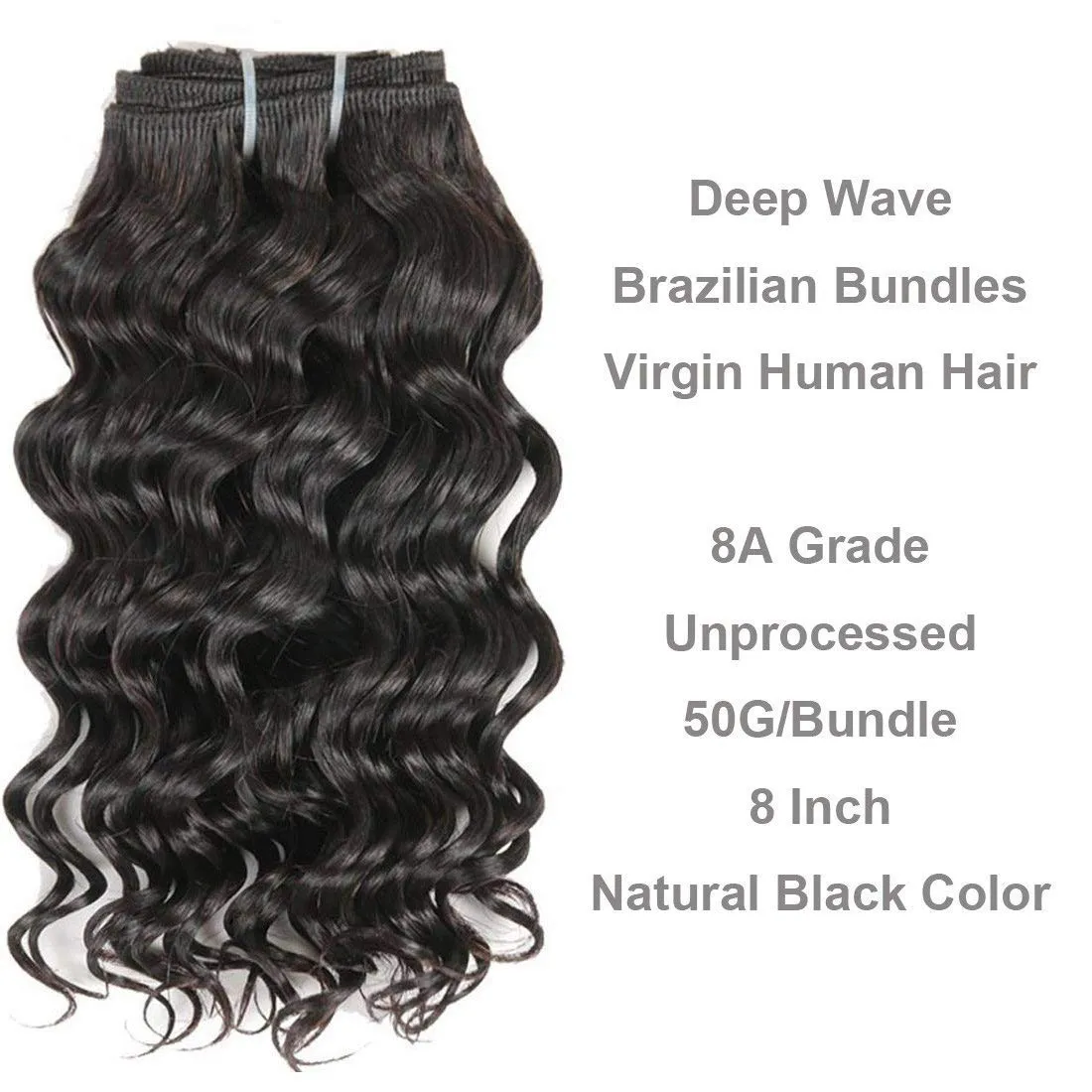 Brazilian Body Wave/Water Wave/Deep Wave/Funmi/Human Hair Bundles Unprocessed Human Hair Natural Black 50g (8/8/8/8)