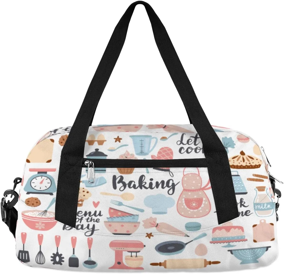 Breakfast Cooking Time Pattern Kids Duffle Bag for Boys Girls Overnight Travel Bag Kids Duffel Bags Ballet Weekender Bag for School Gym Sport Sleepover Carry On Bag