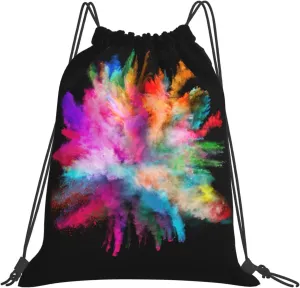 BREAUX color explosion print Leisure drawstring backpack, fitness bag, foldable fit for sports travel and daily use
