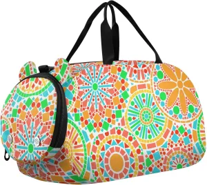 Bright Colorful Mandala Flowers Duffel Bags for Boys Small Gym Bags for Teens Dance Bag for Girls