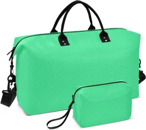 Bright Green Sports Gym Bag for Women Men Travel Duffel Bag Weekend Overnight Carry on Bag with Toiletry Bag Hospital Bag for Plane Hospital Workout Swimming Yoga