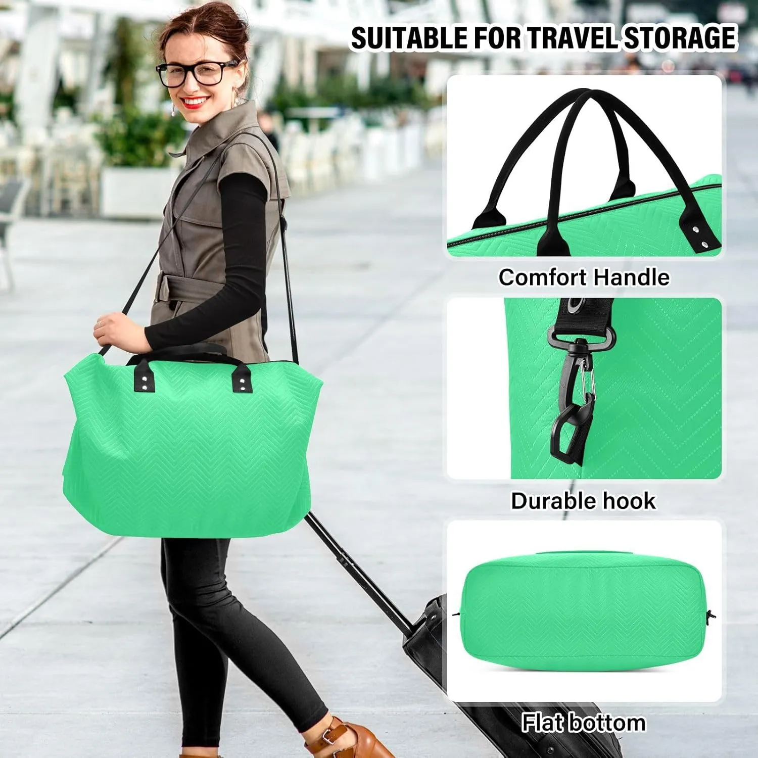 Bright Green Sports Gym Bag for Women Men Travel Duffel Bag Weekend Overnight Carry on Bag with Toiletry Bag Hospital Bag for Plane Hospital Workout Swimming Yoga