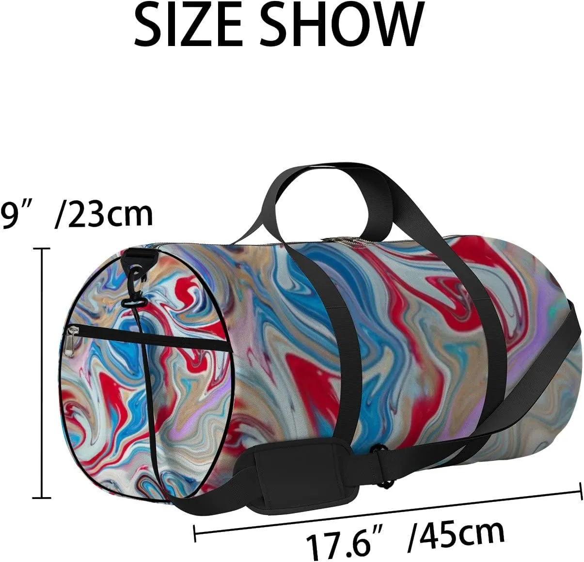 Bright Liquid Art Sports Duffel Bag Travel Gym Tote Bags Lightweight Durable Shoulder Strap Waterproof Polyester Outside Mesh Pocket Overnight Trip Duffel Bag for Women Men