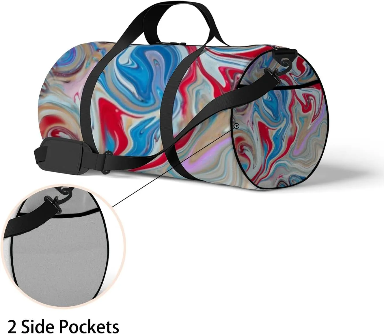 Bright Liquid Art Sports Duffel Bag Travel Gym Tote Bags Lightweight Durable Shoulder Strap Waterproof Polyester Outside Mesh Pocket Overnight Trip Duffel Bag for Women Men