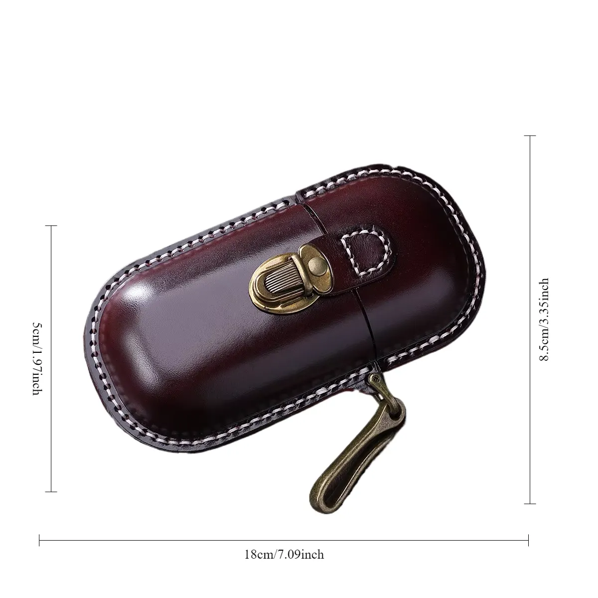 Brown Cowhide Leather Hard Shell Eyeglass Case