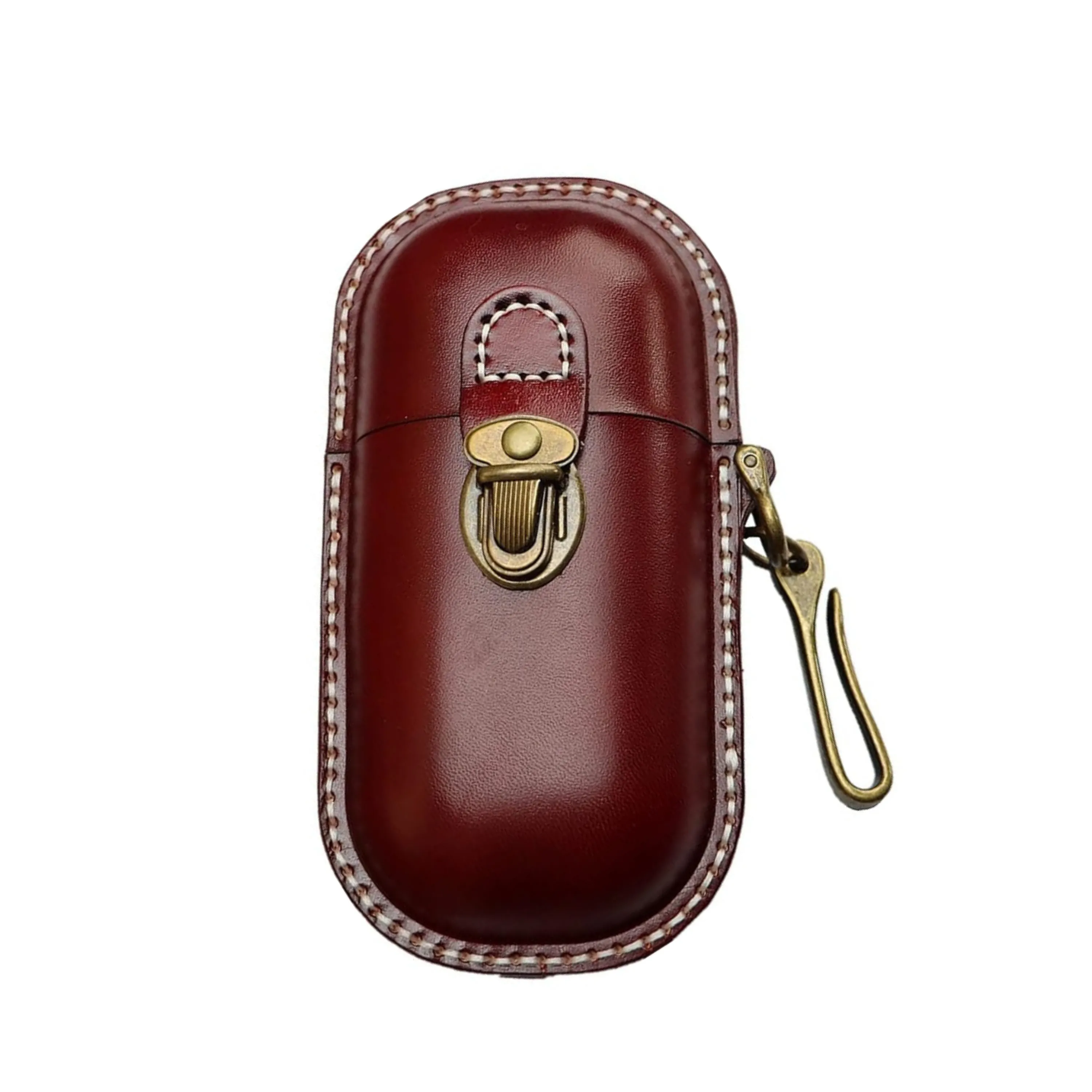 Brown Cowhide Leather Hard Shell Eyeglass Case