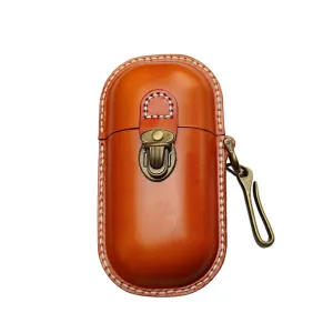 Brown Cowhide Leather Hard Shell Eyeglass Case