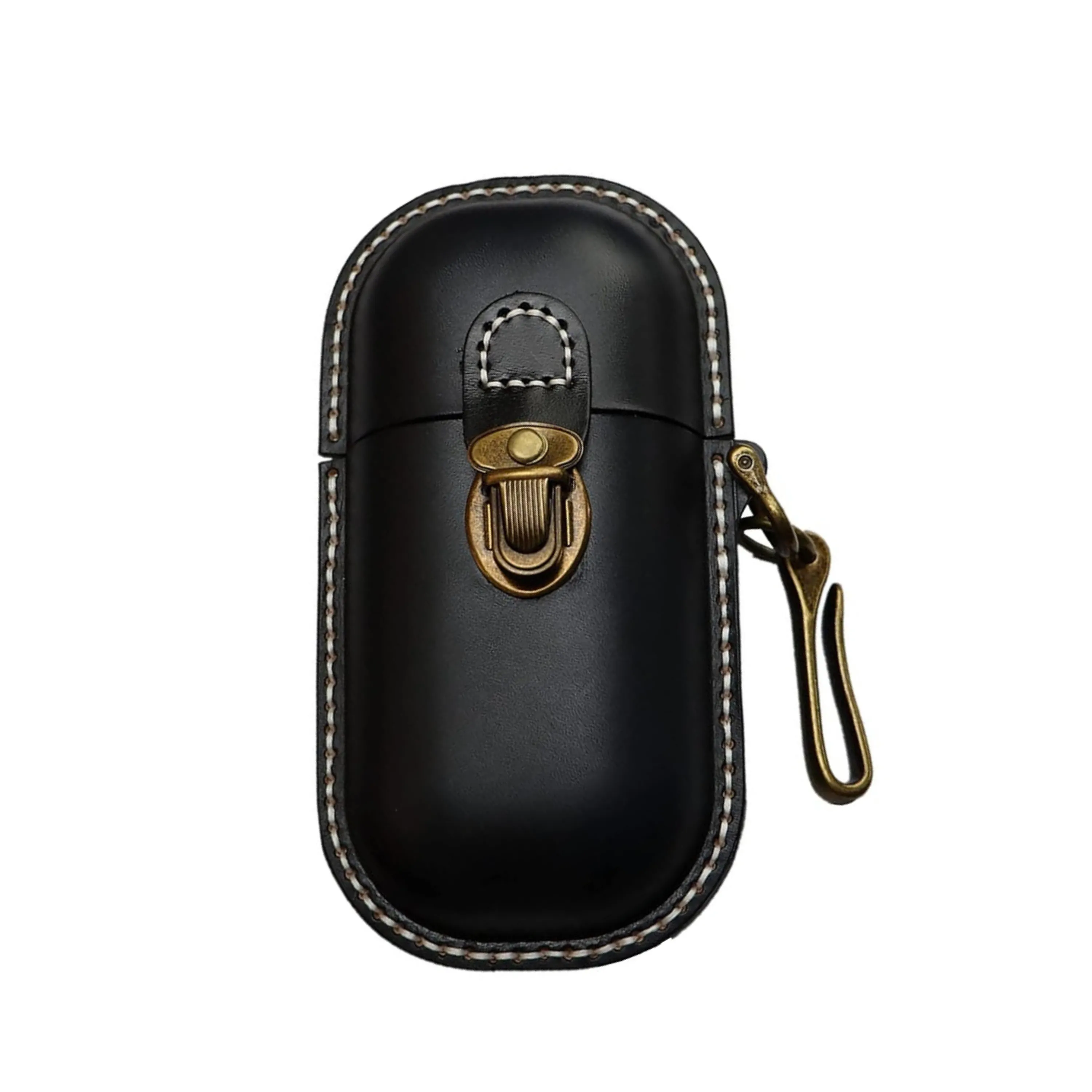 Brown Cowhide Leather Hard Shell Eyeglass Case