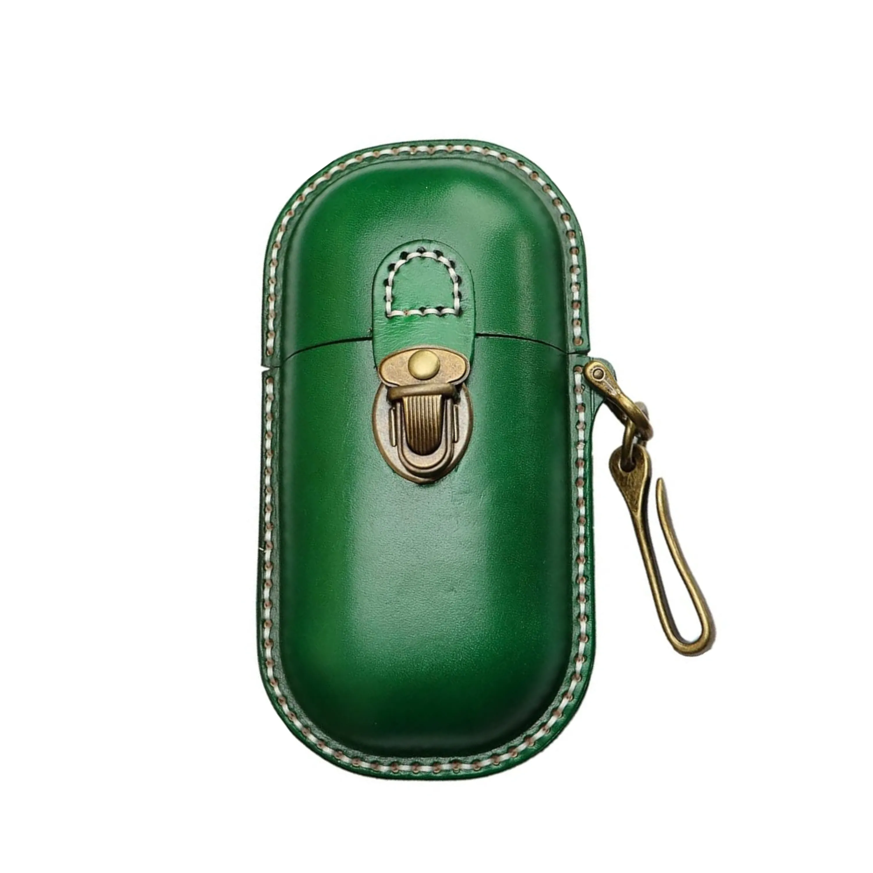Brown Cowhide Leather Hard Shell Eyeglass Case