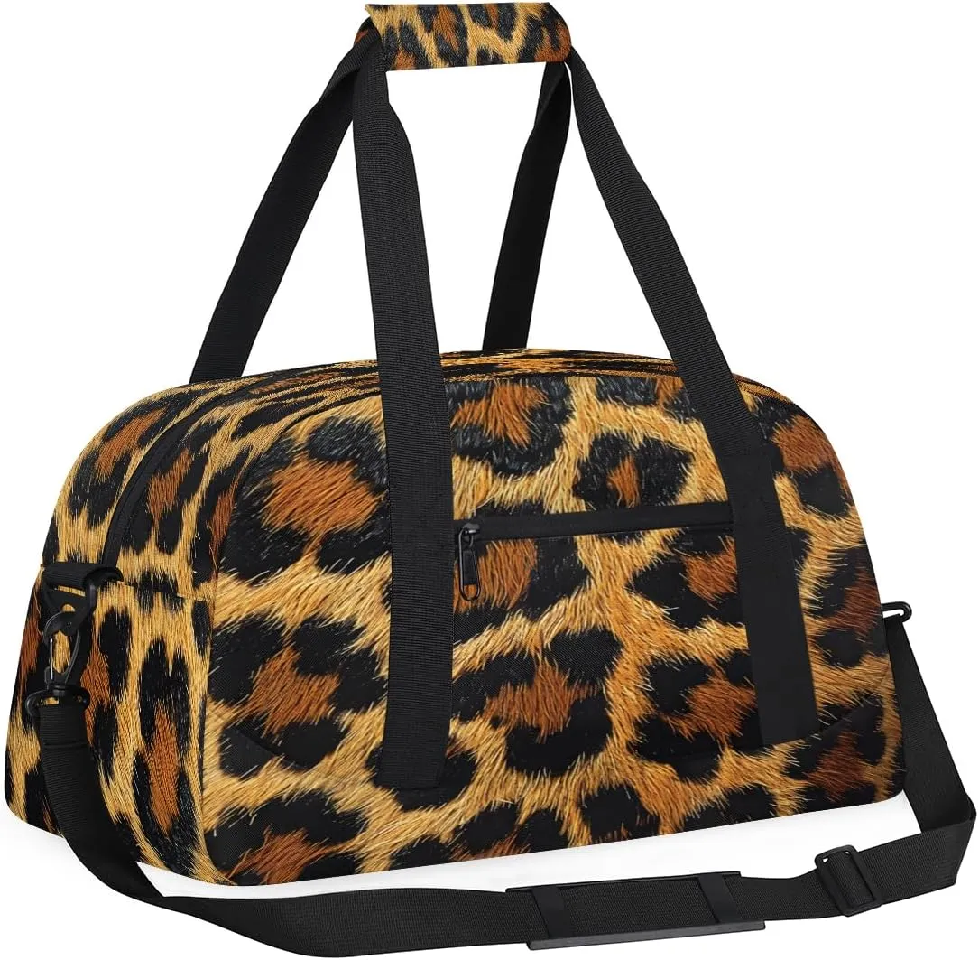 Brown Kids Overnighter Duffel Bags for Boys, Carry-On Size Sports Gym Bag with Front Zipper Pocket for School Practice or Overnight Travel Weekender Sleepover Tote Bag