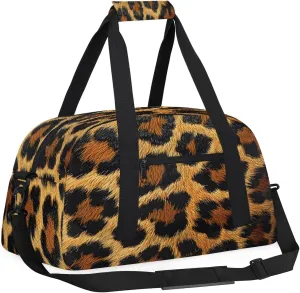 Brown Kids Overnighter Duffel Bags for Boys, Carry-On Size Sports Gym Bag with Front Zipper Pocket for School Practice or Overnight Travel Weekender Sleepover Tote Bag