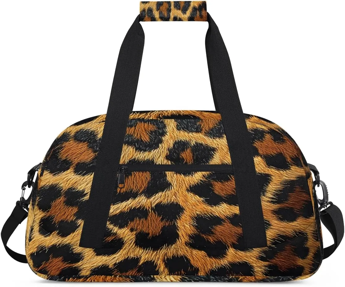 Brown Kids Overnighter Duffel Bags for Boys, Carry-On Size Sports Gym Bag with Front Zipper Pocket for School Practice or Overnight Travel Weekender Sleepover Tote Bag
