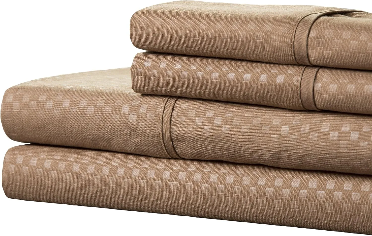 Brushed Microfiber Sheets Set- 4 Piece Hypoallergenic Bed Linens with Deep Pocket Fitted Sheet and Embossed Design by Lavish Home (Taupe, Full)
