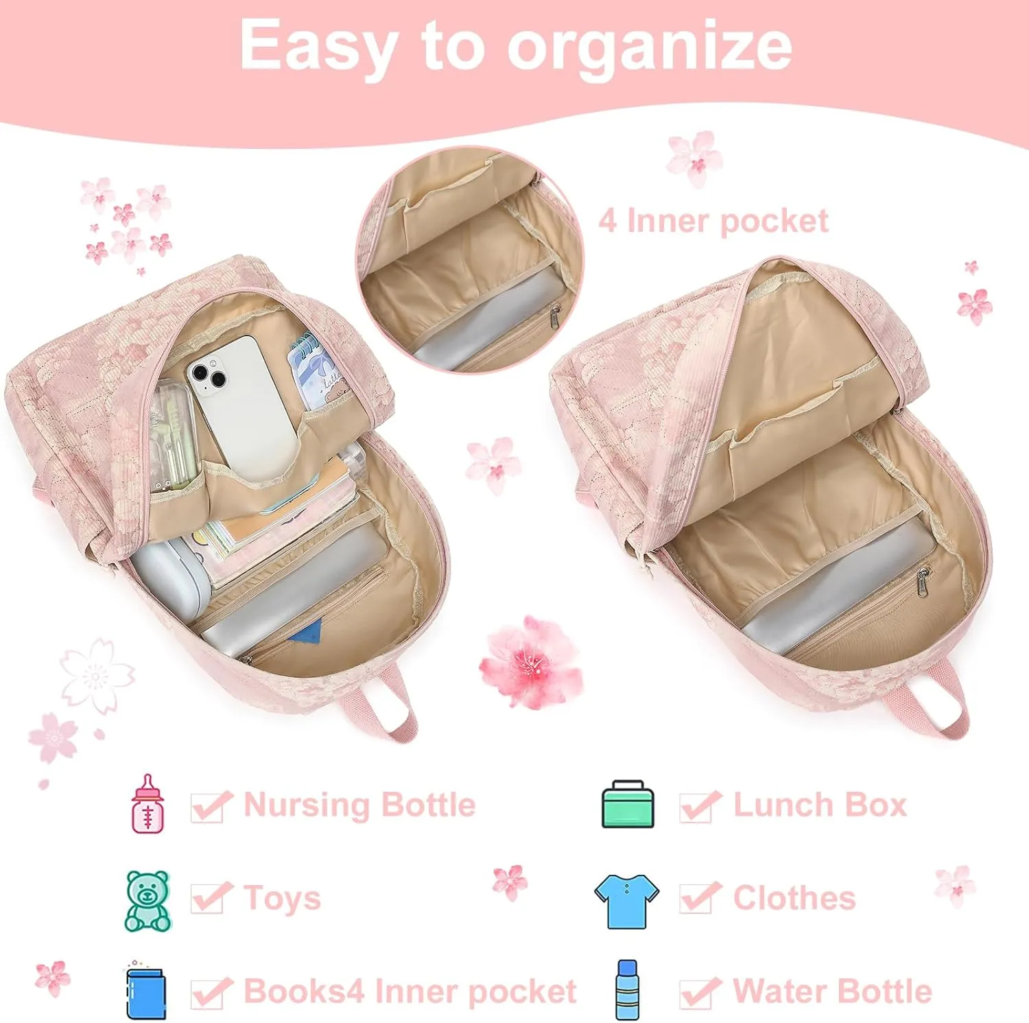 BTOOP School Backpack for Teens Large Corduroy Bookbag Lightweight Girls Boys Casual High School College 17 inch Laptop Travel Bag