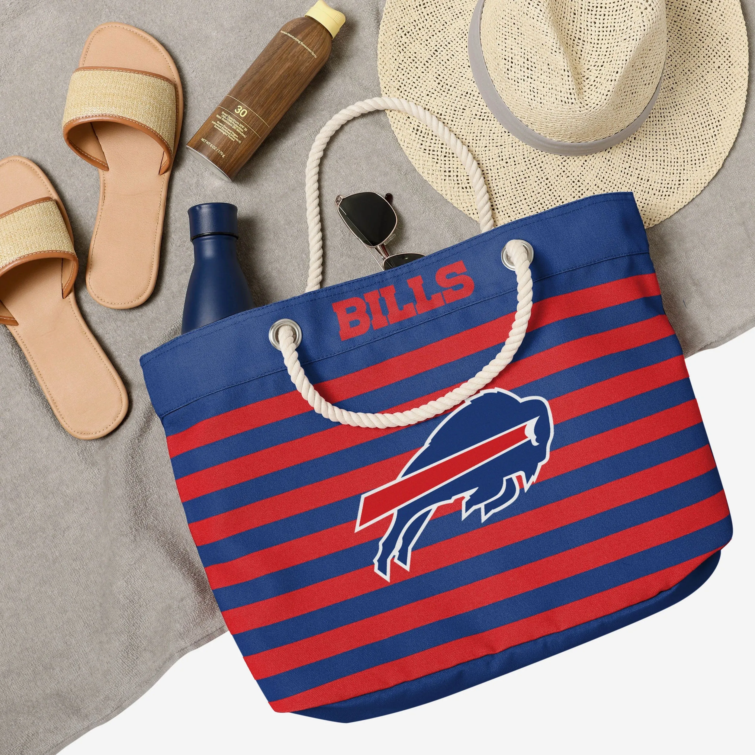 Buffalo Bills Nautical Stripe Tote Bag