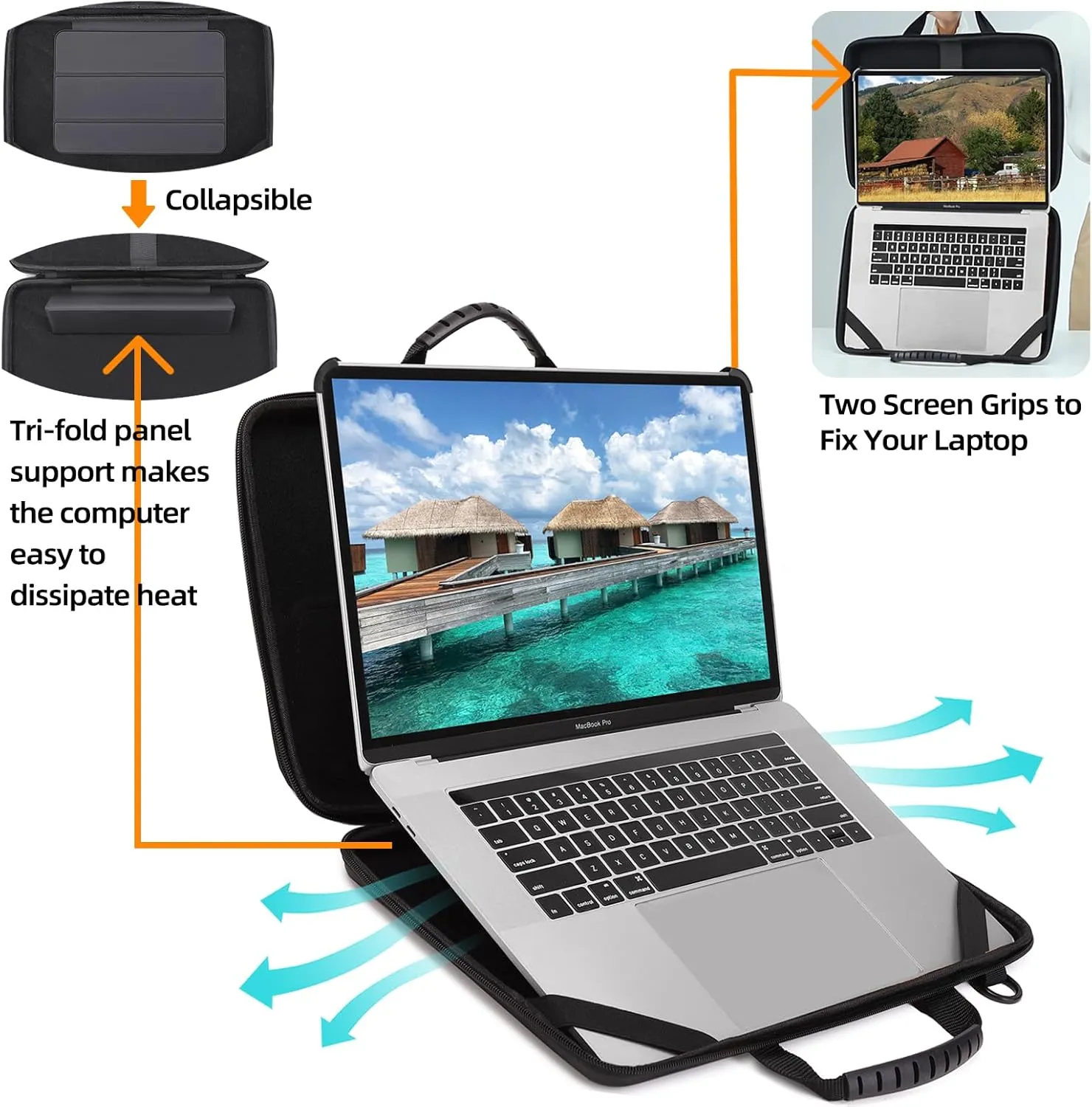 BUG 17.3 Inch Laptop Case Hard Shell, Protective Laptop Carrying Case with Stand for Heat Dissipation