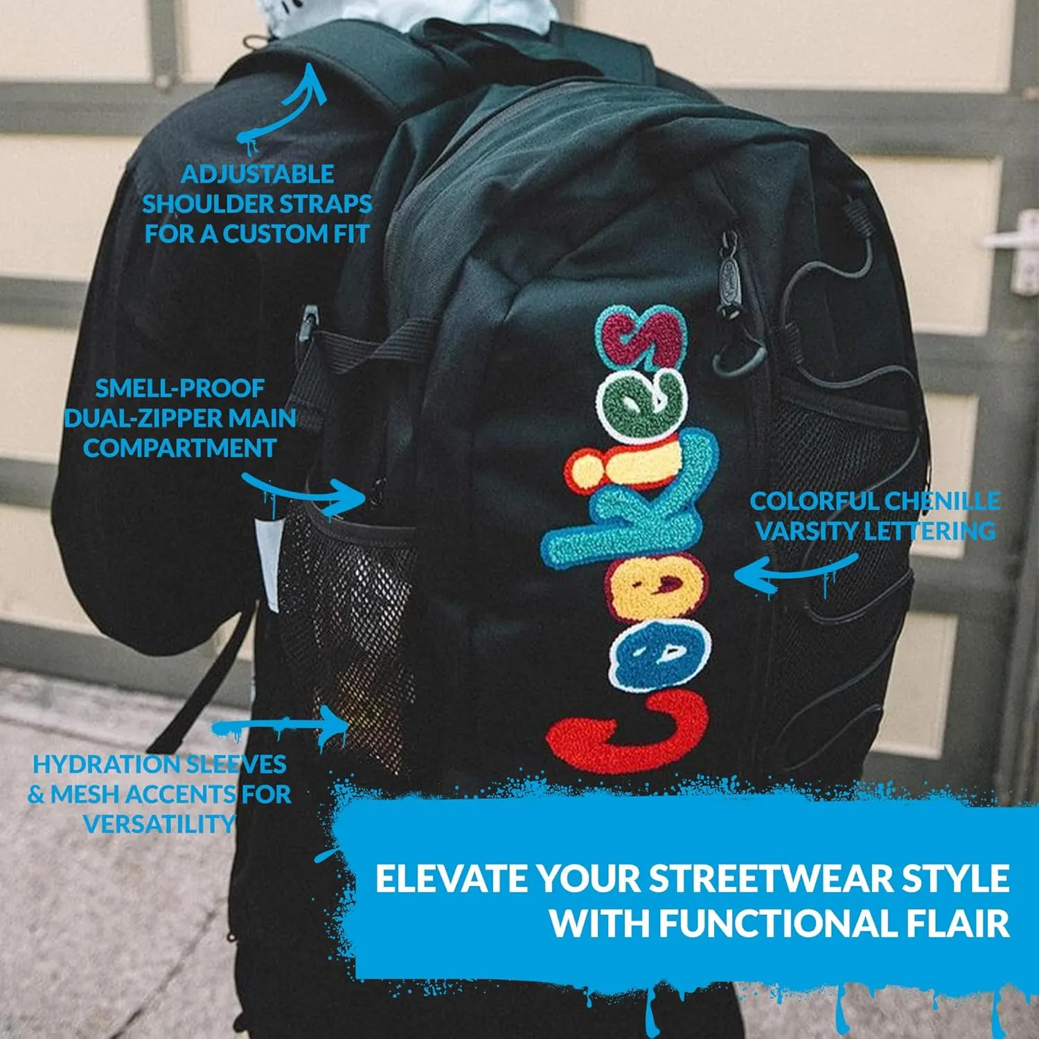 Bungee Smell Proof Backpack – Large Odorless Travel Backpack for Men & Women, Carry-On, Work, Stylish & Spacious Bag - Red
