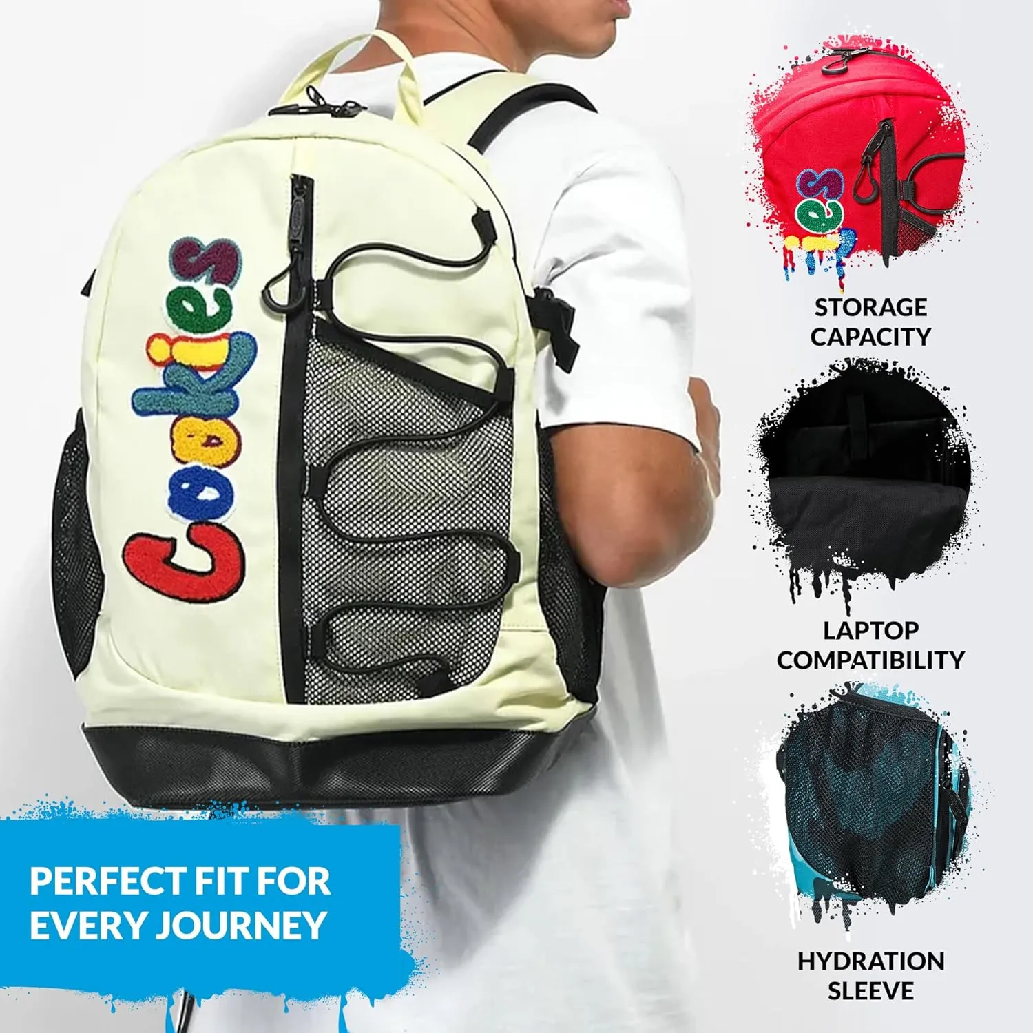 Bungee Smell Proof Backpack – Large Odorless Travel Backpack for Men & Women, Carry-On, Work, Stylish & Spacious Bag - Red