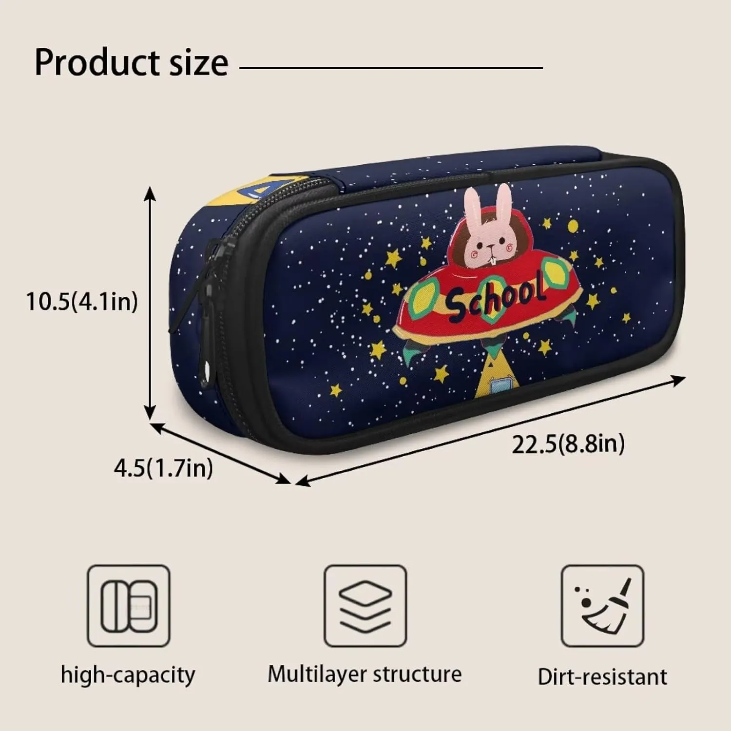 Bunny Spaceship Backpack Backpack for Teen Girls Bookbags School Backpack with Lunch Box and Pencil Case 3 in 1 School Bags Set