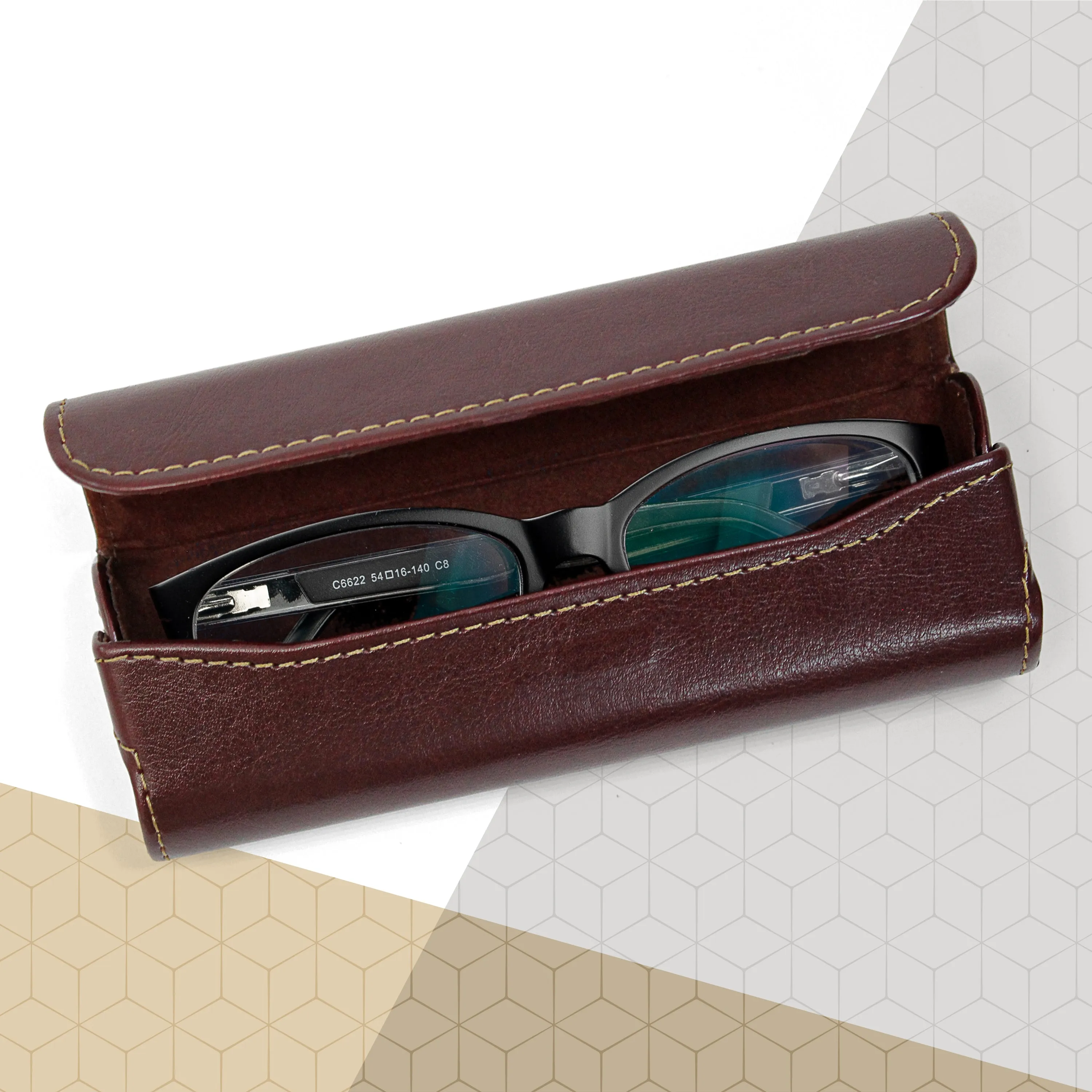 Burgundy Hard Reading Glasses Case with Soft Felt Lining